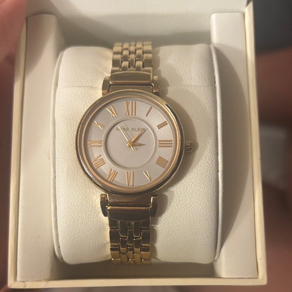 Anne Klein Gold-Tone Women's Watch with White Dial